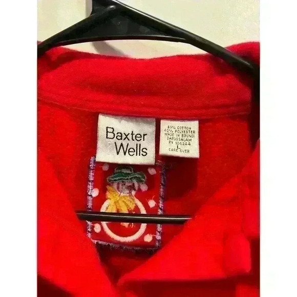 Vintage Baxter Wells Snowman Red Sweater SZ LG - Picture 4 of 4
